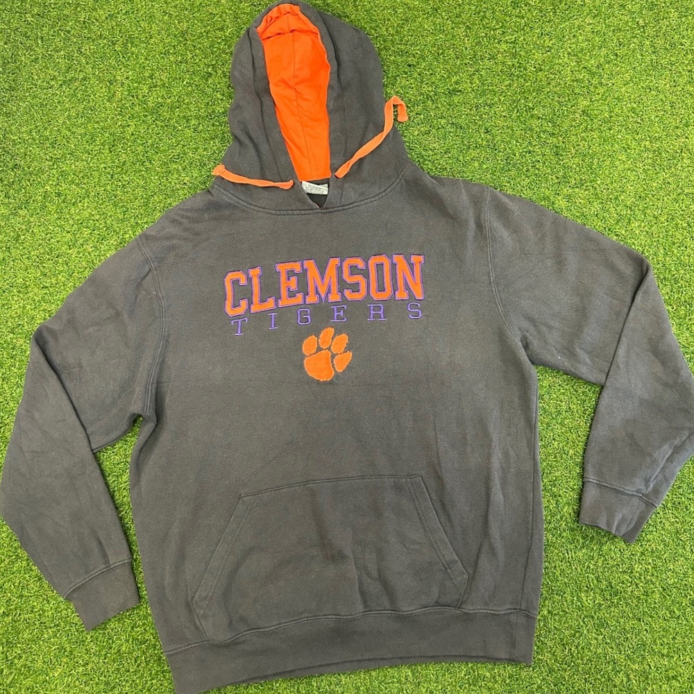 Stadium Athletics Clemson Tigers Hoodie Mens Large Gray Orange Sweatshirt NCAA